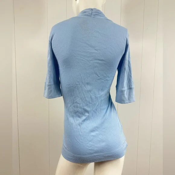 NEW Express Sexy Basic Tee Sz M Top 3/4sleeve V-Neck  Shirt Baby Blue Vtg - Picture 5 of 10